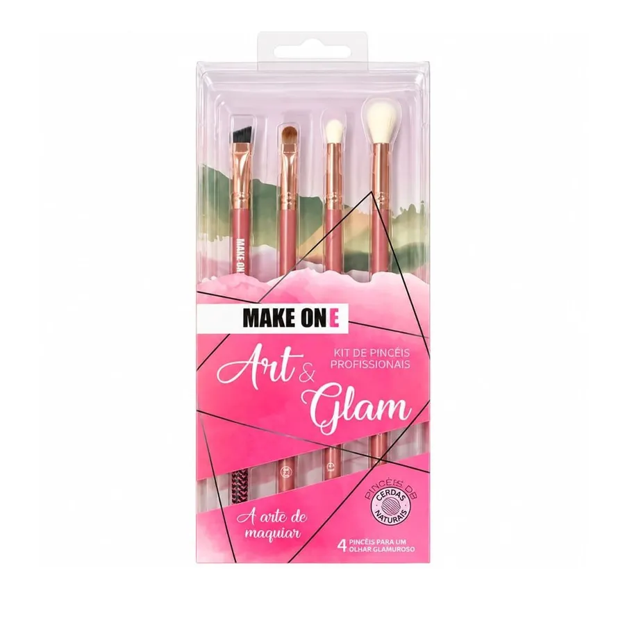 Make One Brasil Kit Make One Art & Glam MK9997 - 4 Pincéis Profissionais para Maquiagem