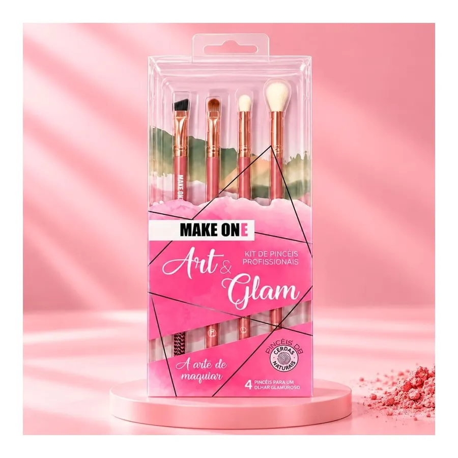 Make One Brasil Kit Make One Art & Glam MK9997 - 4 Pincéis Profissionais para Maquiagem — foto 3