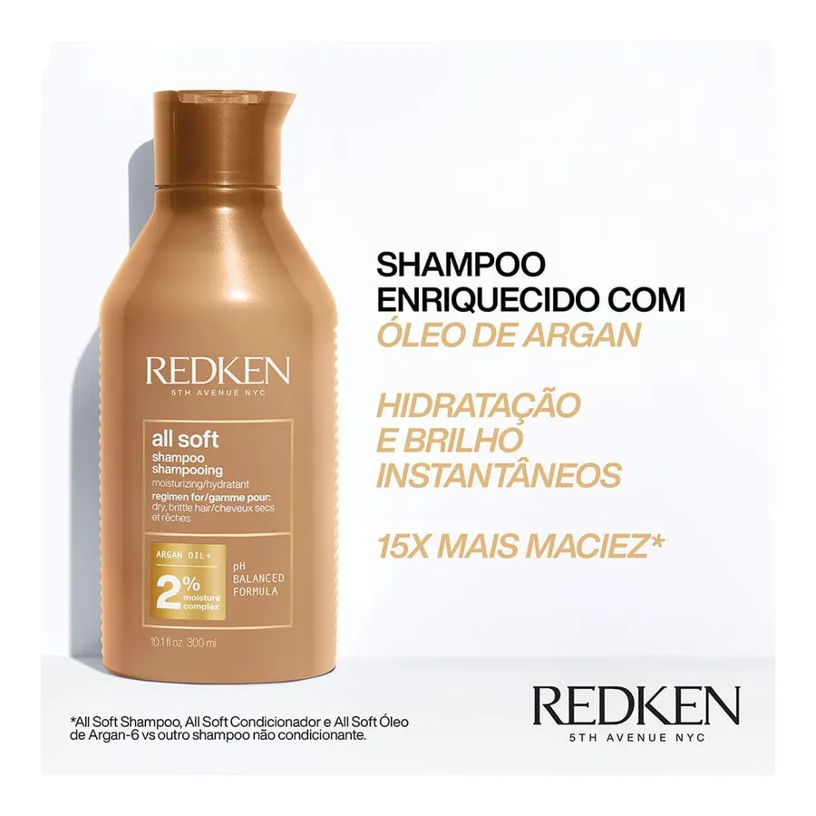 Redken All Soft para Cabelos para Secos e Opacos Shampoo 300ml — foto 3