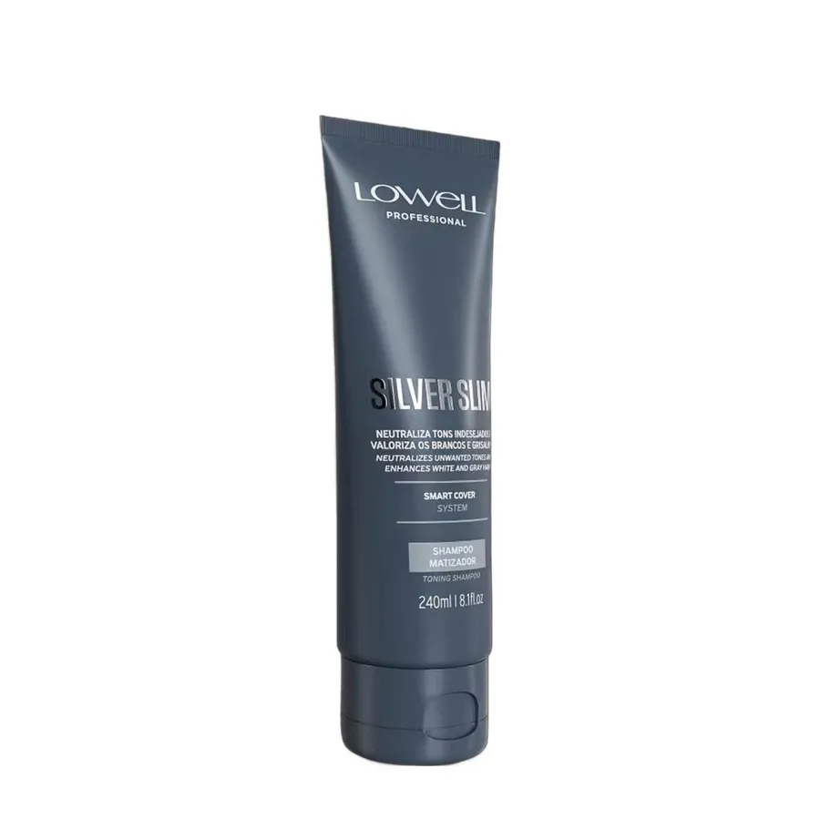 Lowell Shampoo Silver Slim hidratante para cabelos grisalhos 240ml