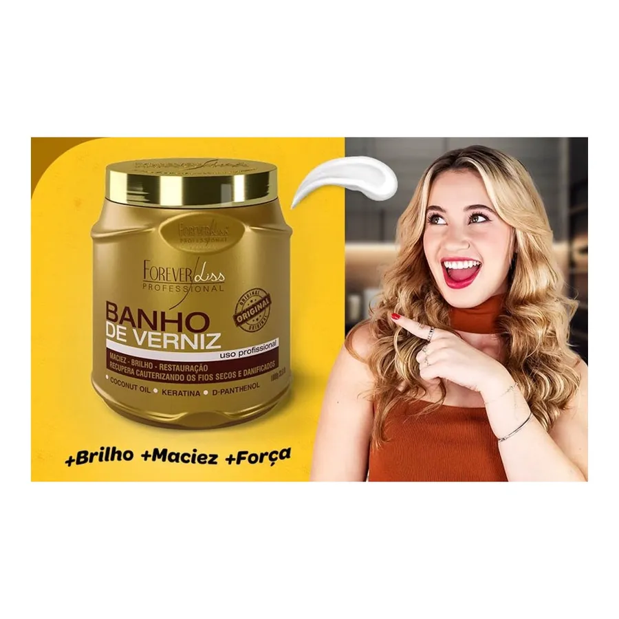 Kit Forever Liss Banho de Verniz Shampoo + Máscara 500ml + 250g — foto 4