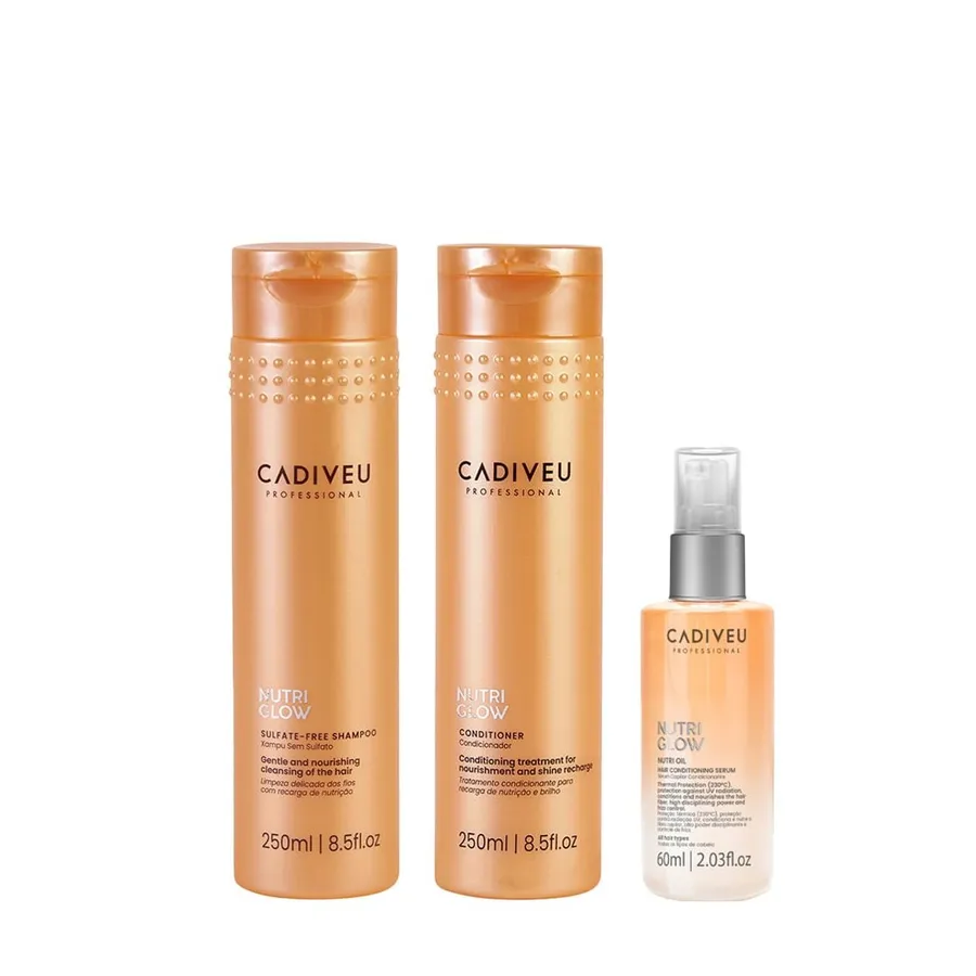 Cadiveu Professional Kit Shampoo Nutri Glow + Condicionador + Óleo 250ml + 250ml + 60ml