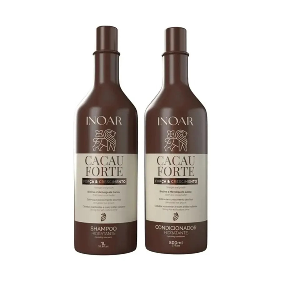 Inoar Kit Cacau Forte Shampoo + Condicionador Força & Brilho 1L + 800ml