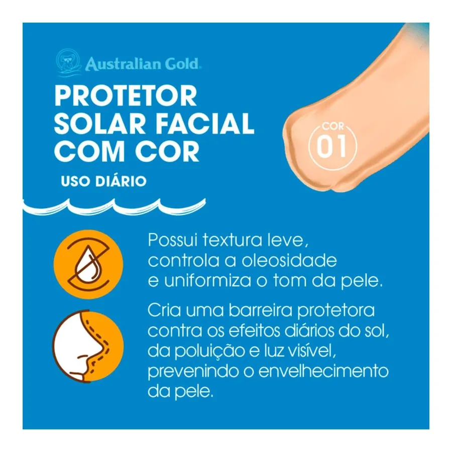 Australian Gold Protetor Solar Facial Matte FPS 60 com Cor 40g — foto 4