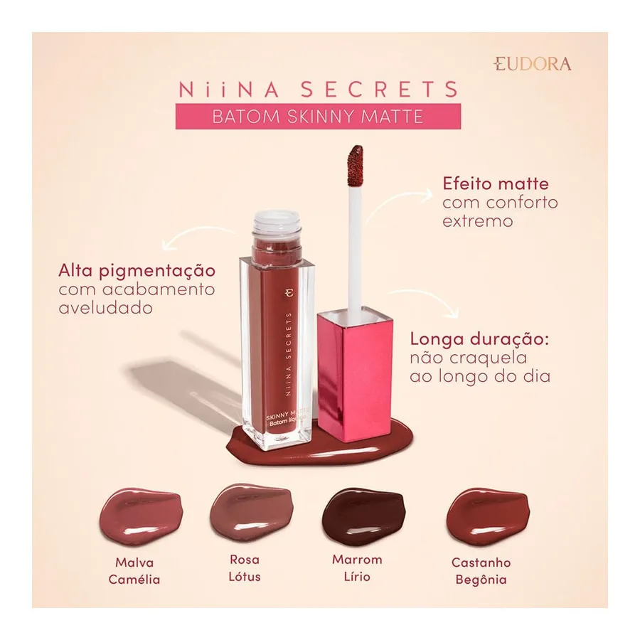 Eudora Niina Secrets Skinny Matte Batom Líquido 5ml — foto 4