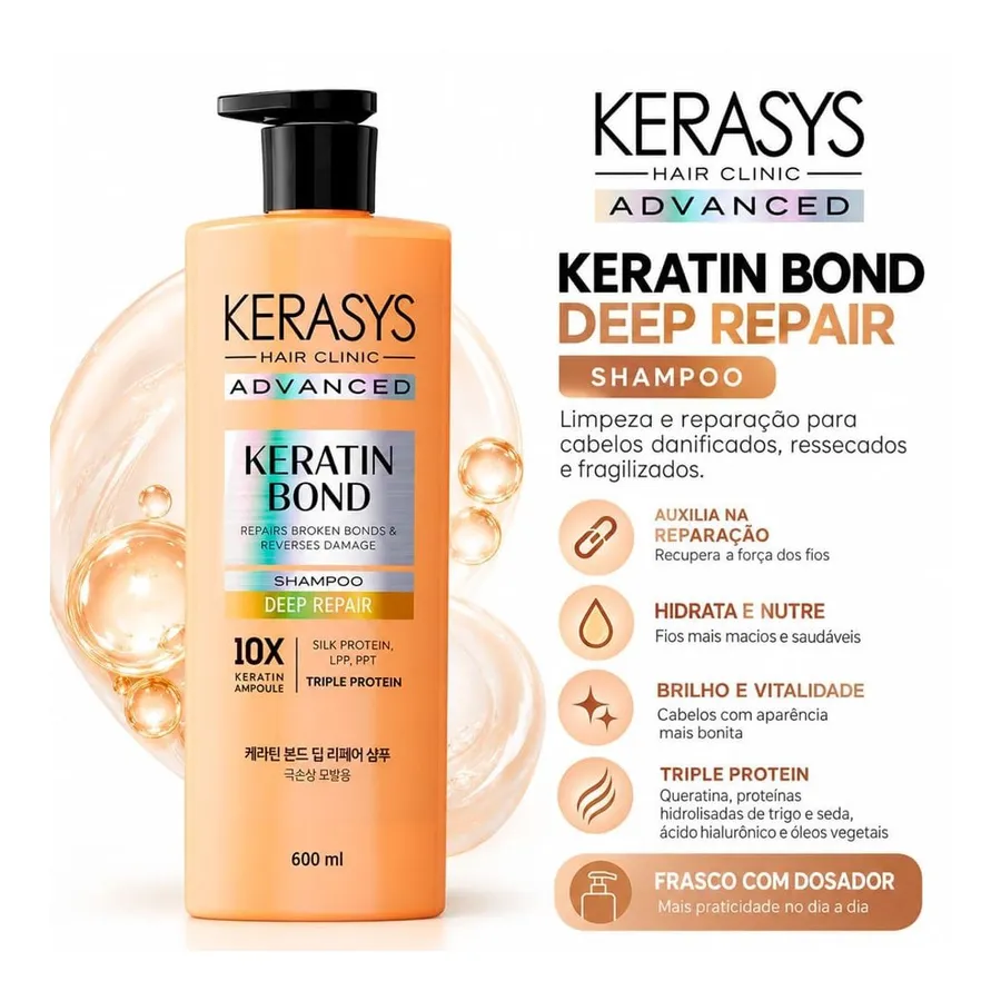 Kerasys Advanced Keratin Bond Deep Repair - Shampoo 600ml — foto 3
